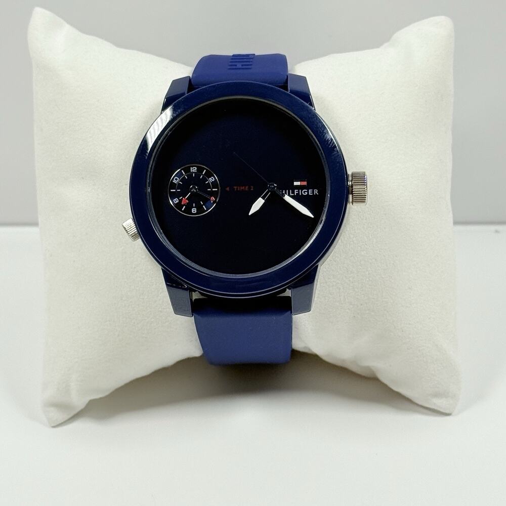 Tommy Hilfiger Denim Blue Dial Silicone Band Men’s Watch 1791325